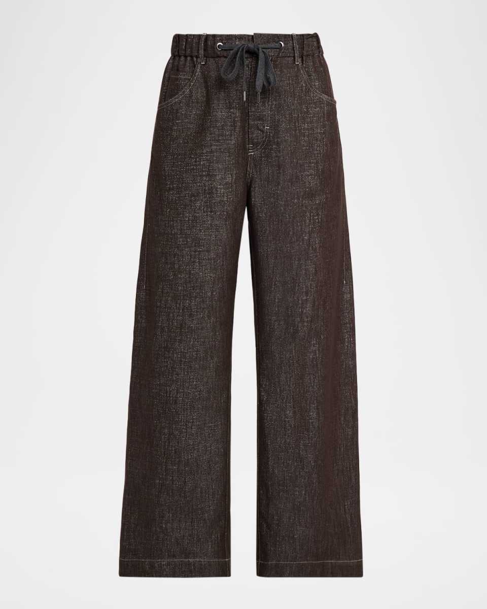 Sparkling Denim Straight-Leg Pants